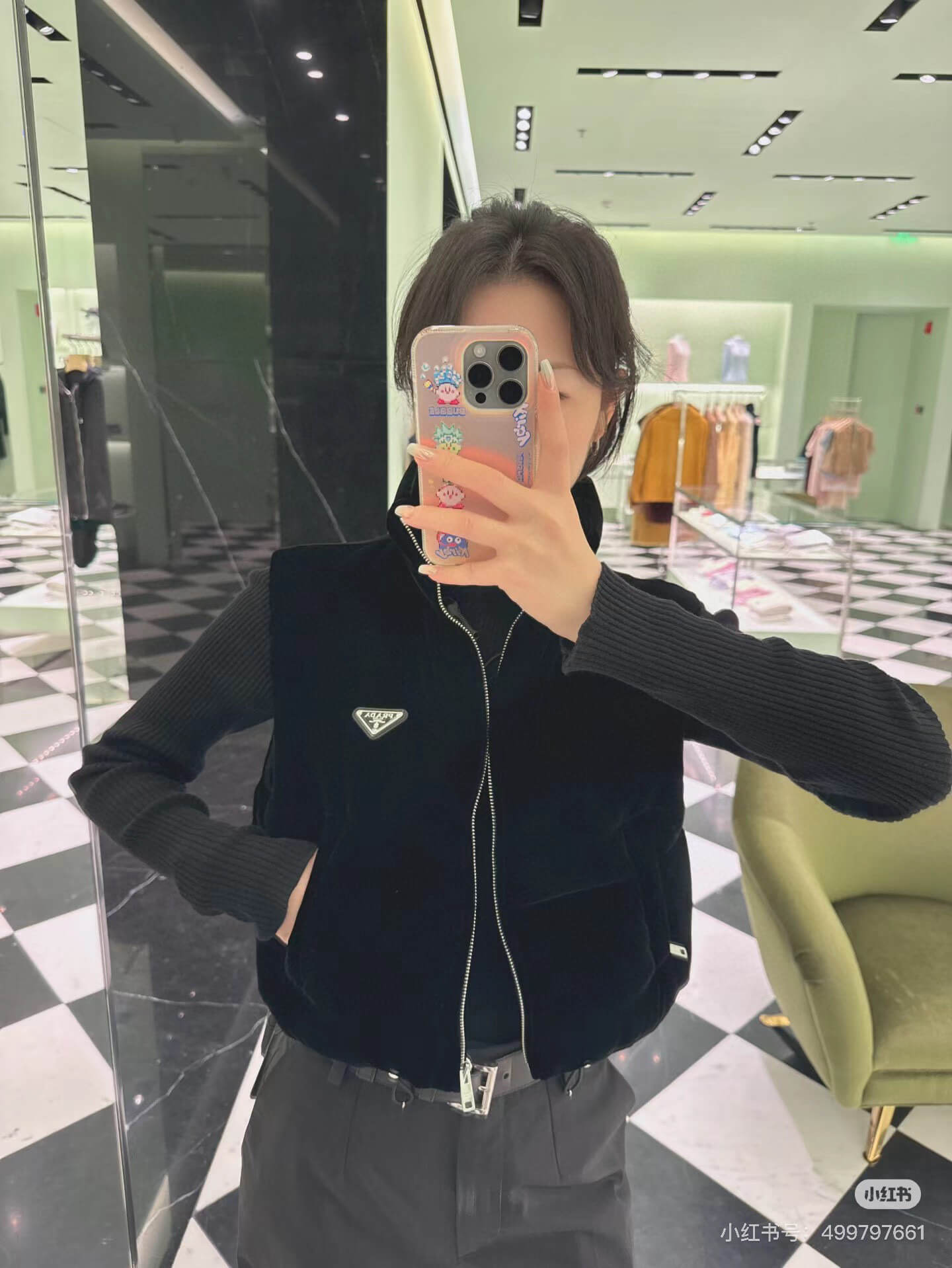 Prada Women's velvet down vest jacket- Black - Image 10