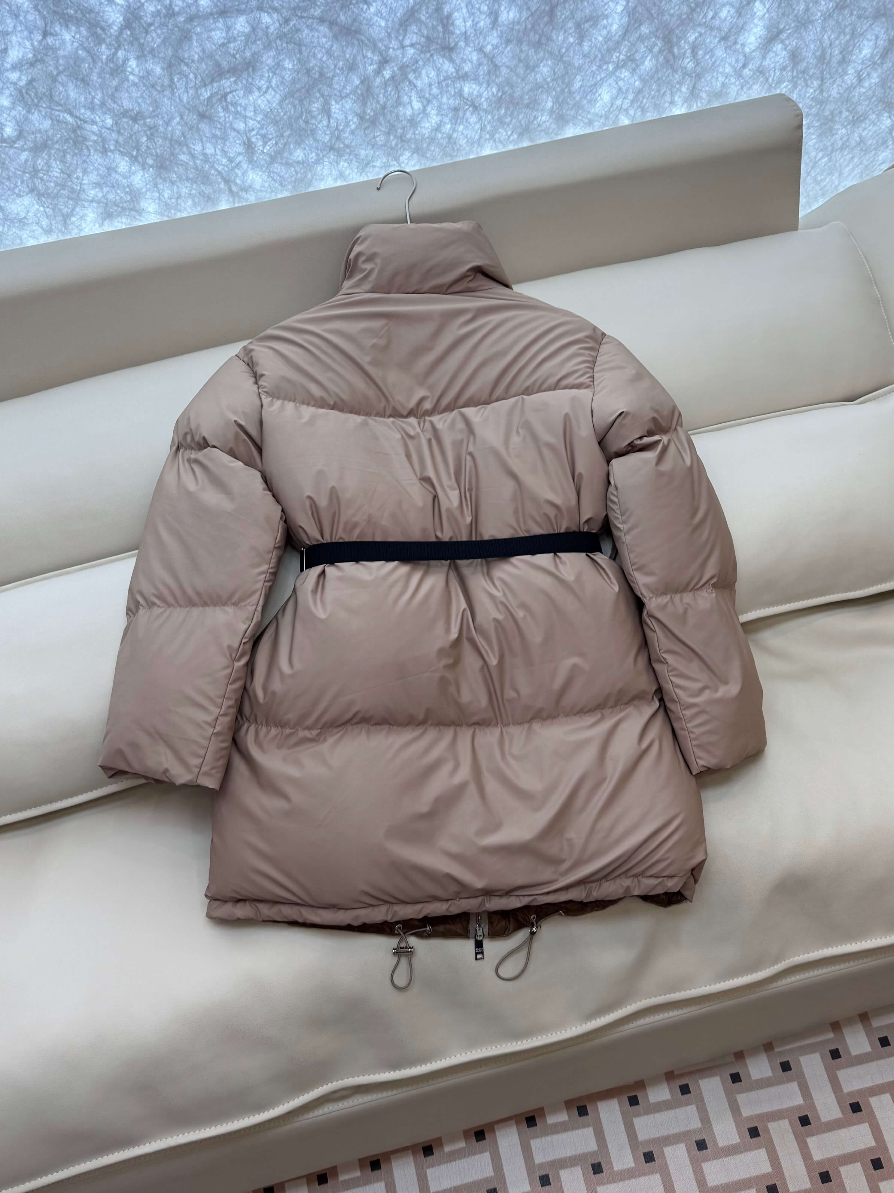 Prada mid-length women's down jacket- Dark Gray - Image 4