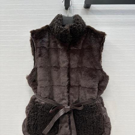 Moncler Joui Velvet Waisted Down Vest- Brown