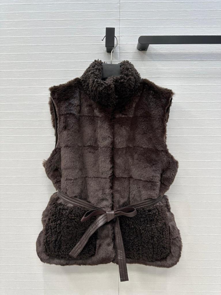 Moncler Joui Velvet Waisted Down Vest- Brown