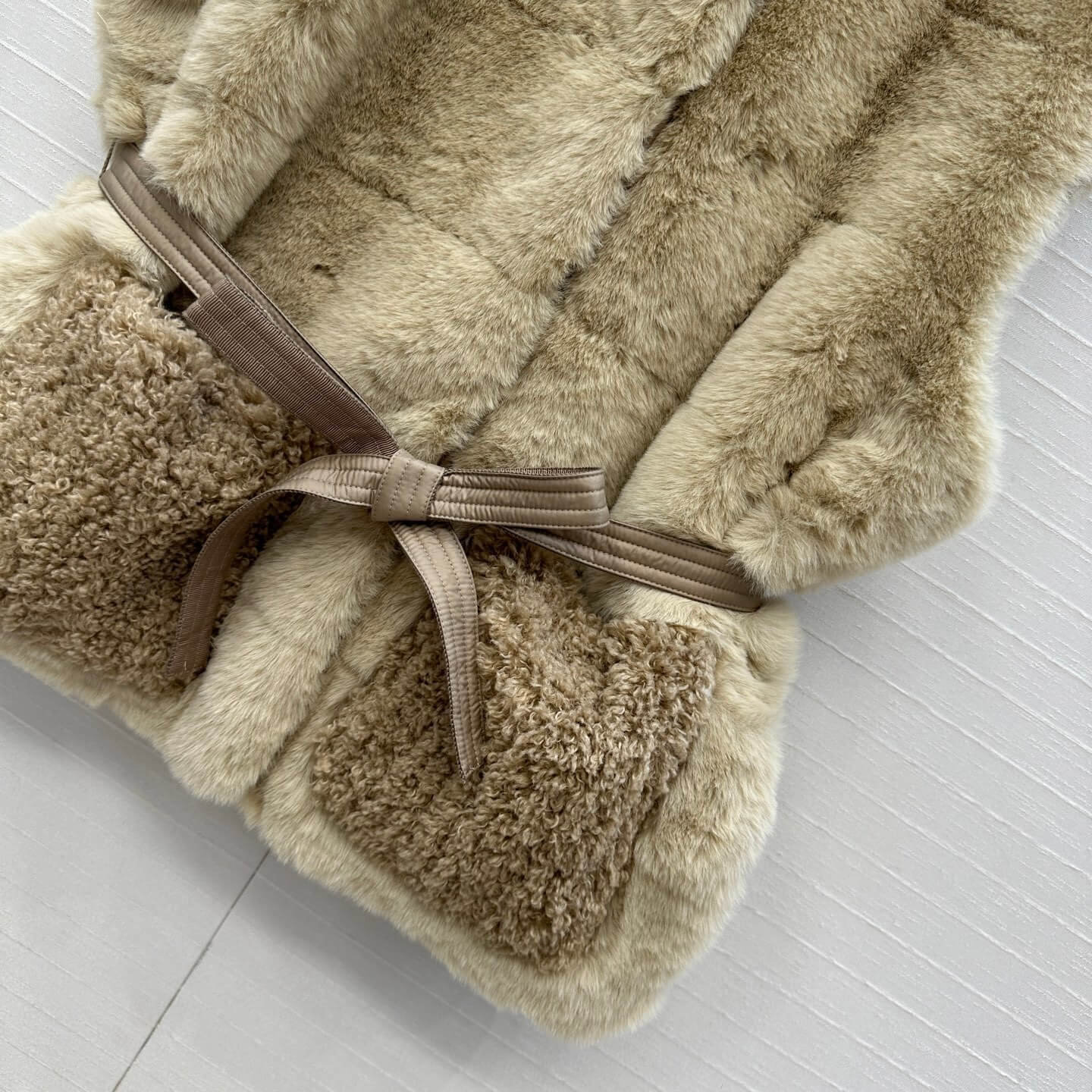 Moncler Joui Velvet Waisted Down Vest- Light Beige - Image 4
