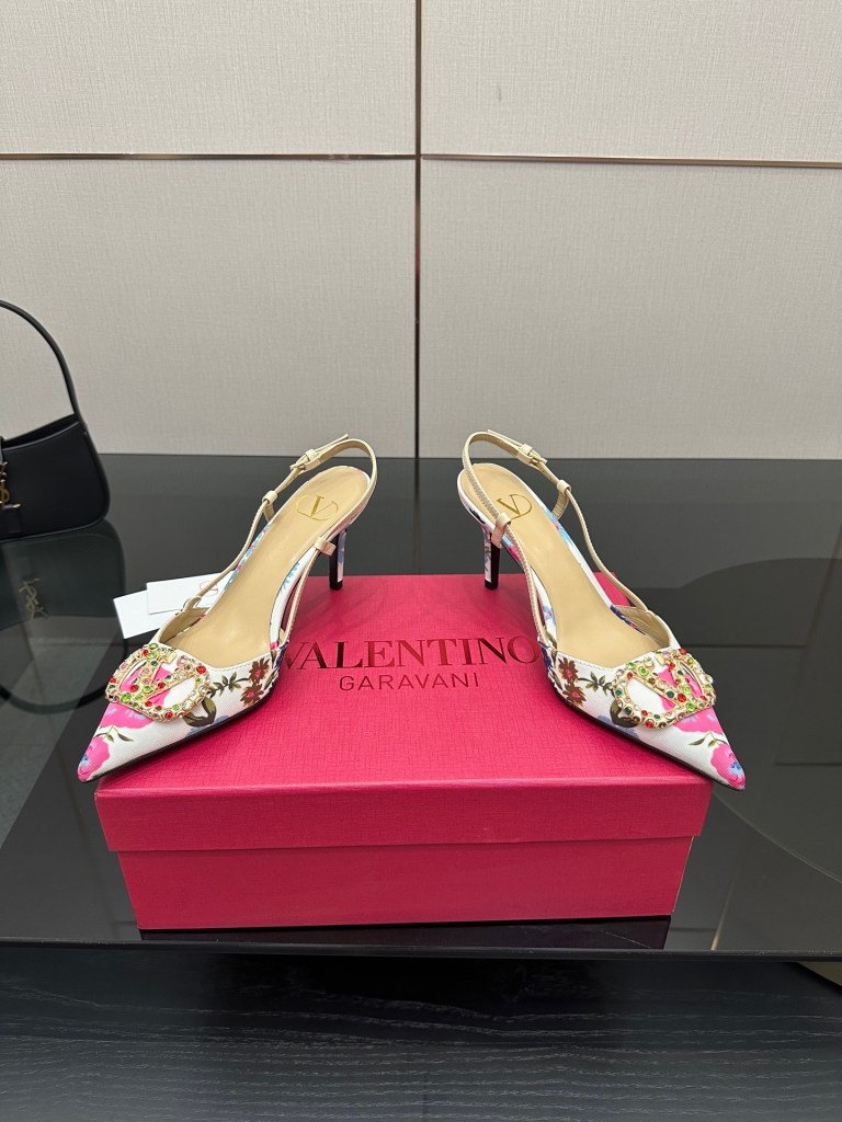 Valentino Garavani VLogo Signature Floral Slingback Pumps