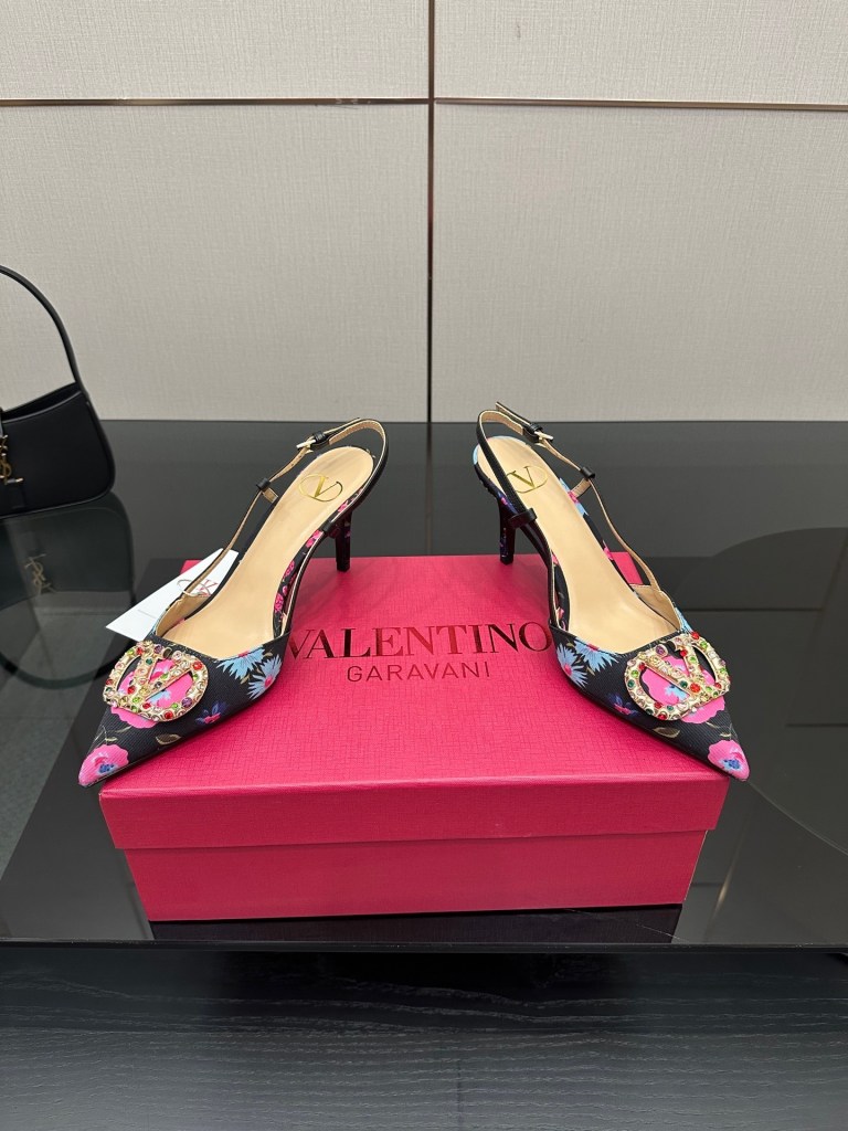 Valentino Garavani VLogo Signature Floral Slingback Pumps