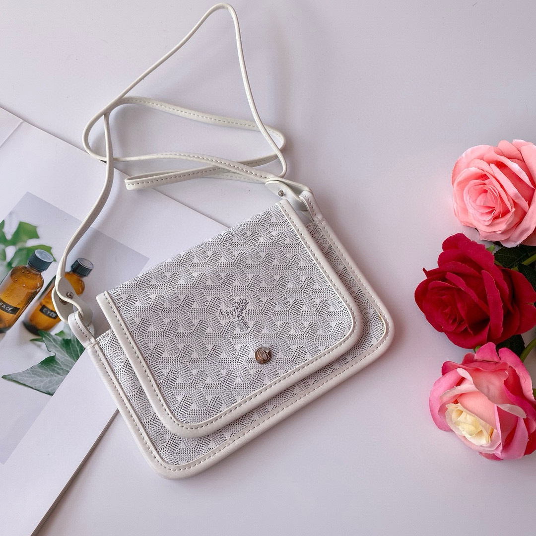 Goyard Plumet White Goyardine Canvas Crossbody Bag