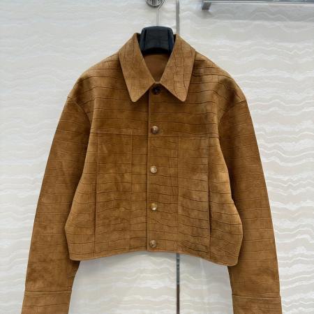Louis Vuitton Crocodile-Texture Suede Lapel Jacket – Moka Brown