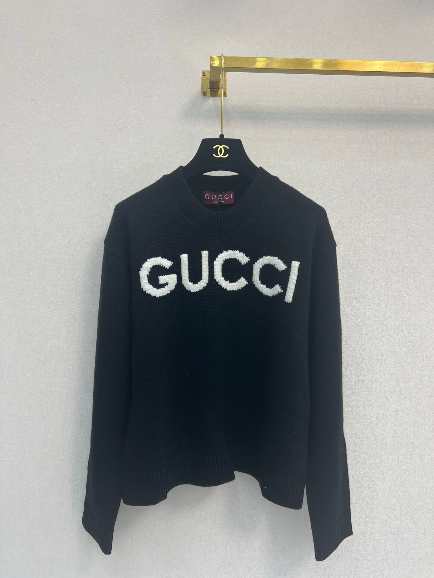 Gucci Logo Intarsia Knit Sweater – Black / White - Image 10