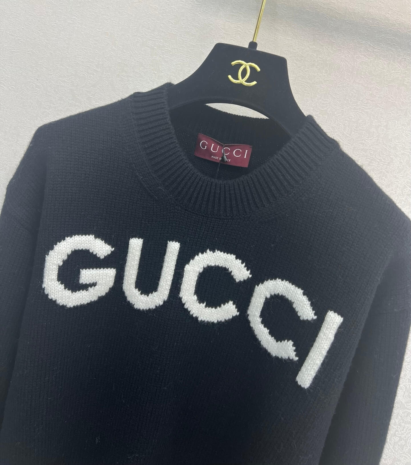 Gucci Logo Intarsia Knit Sweater – Black / White - Image 7