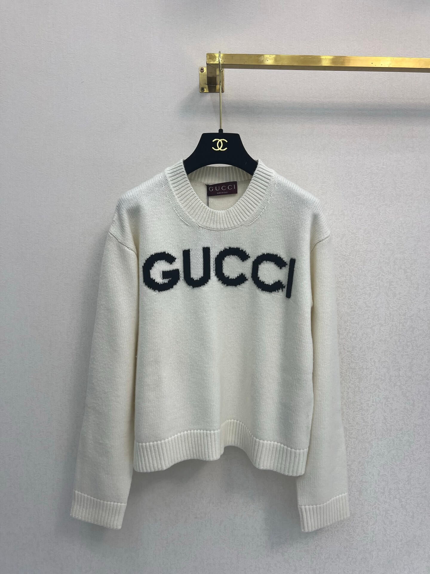 Gucci Logo Intarsia Knit Sweater – Black / White - Image 5