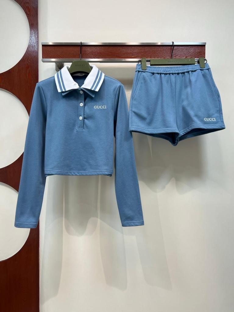Gucci Crop Polo and Short Set – Powder Blue