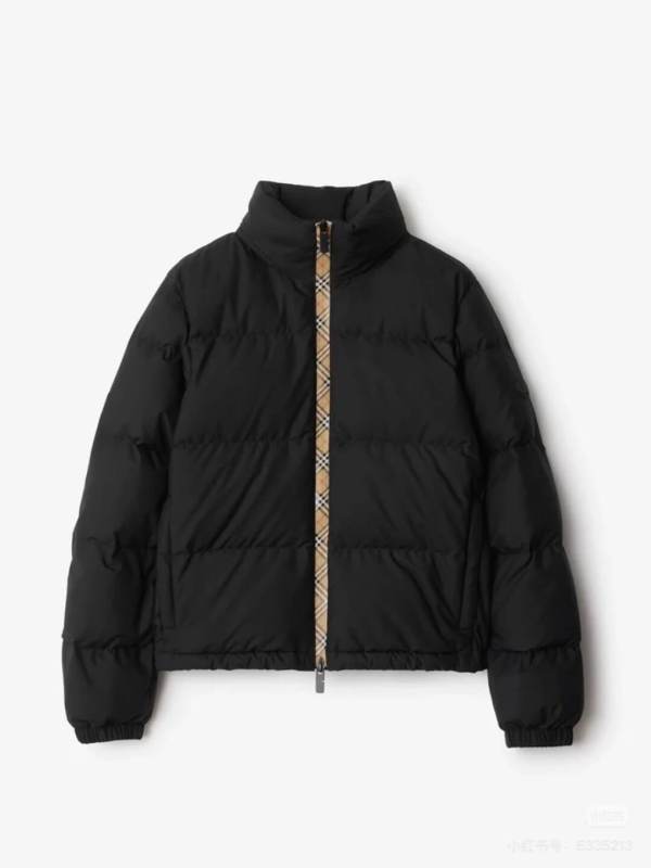 Burberry Checker-tape Snowdon Padded Down Jacket- Black