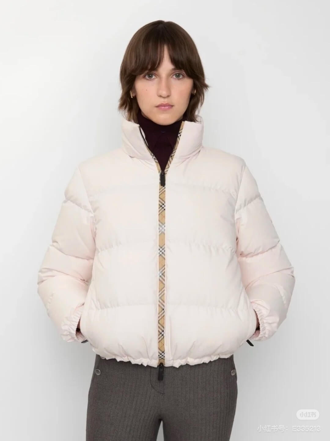 Burberry Checker-tape Snowdon Padded Down Jacket- White - Image 7