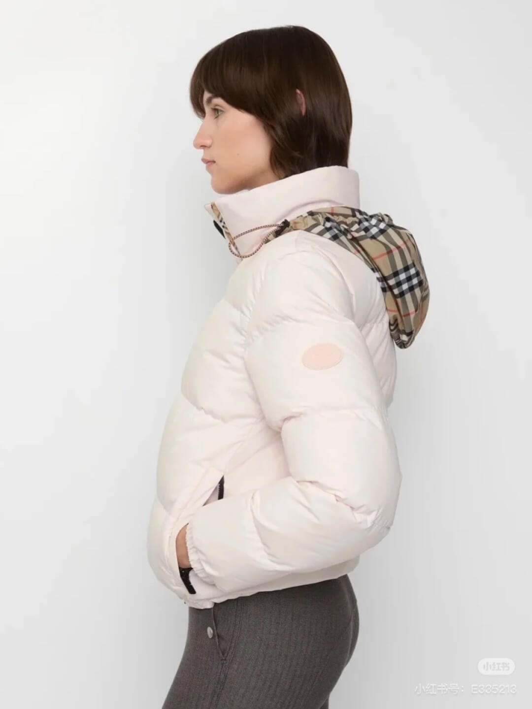 Burberry Checker-tape Snowdon Padded Down Jacket- White - Image 8
