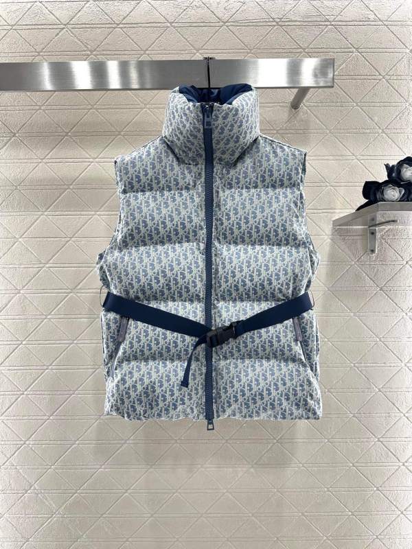 DiorAlps Belted Puffer Vest- Navy Blue