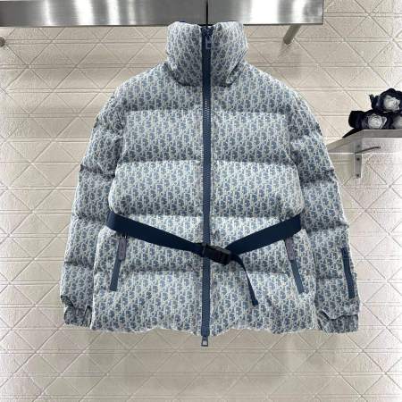 DiorAlps Belted Puffer Women's Down Jacket- Blue