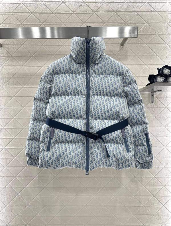 DiorAlps Belted Puffer Women's Down Jacket- Blue