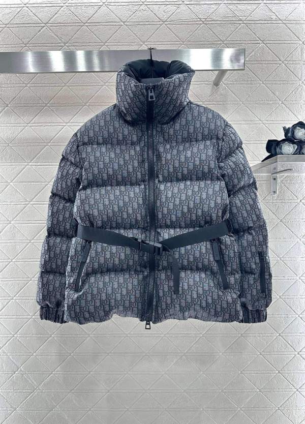 DiorAlps Belted Puffer Women's Down Jacket- Gray
