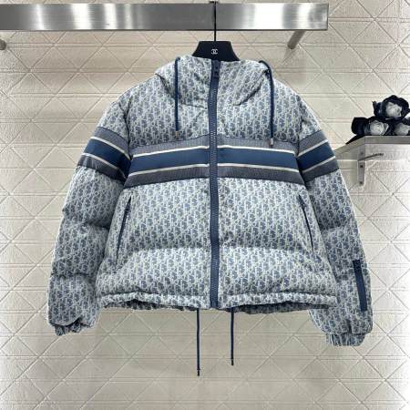 DiorAlps Puffer Women's Hooded Down Jacket- Blue