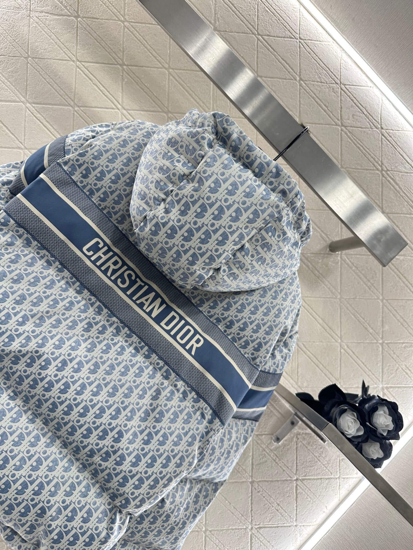 DiorAlps Puffer Women's Hooded Down Jacket- Blue - Image 4