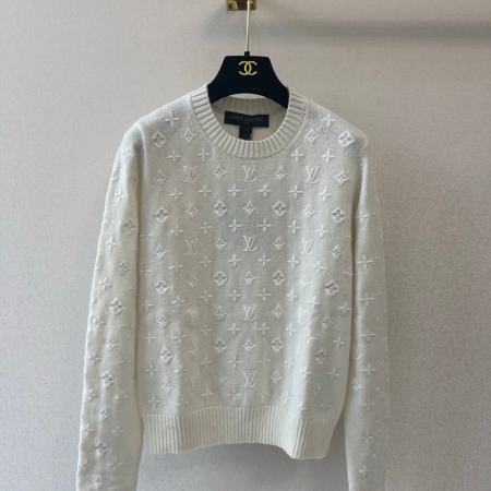 Louis Vuitton White 3D Monogram Knit Sweater