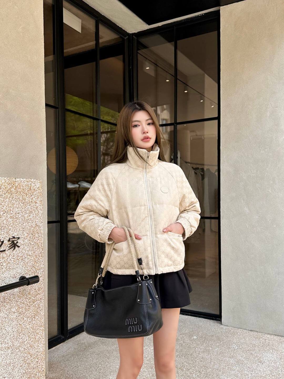 GG canvas women's down jacket- Off-White - Image 9