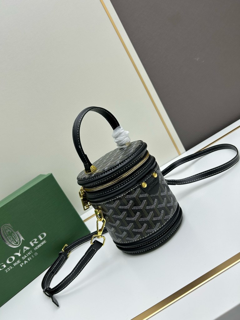 Goyard Black Mini Cannes Goyardine Canvas Bucket Bag