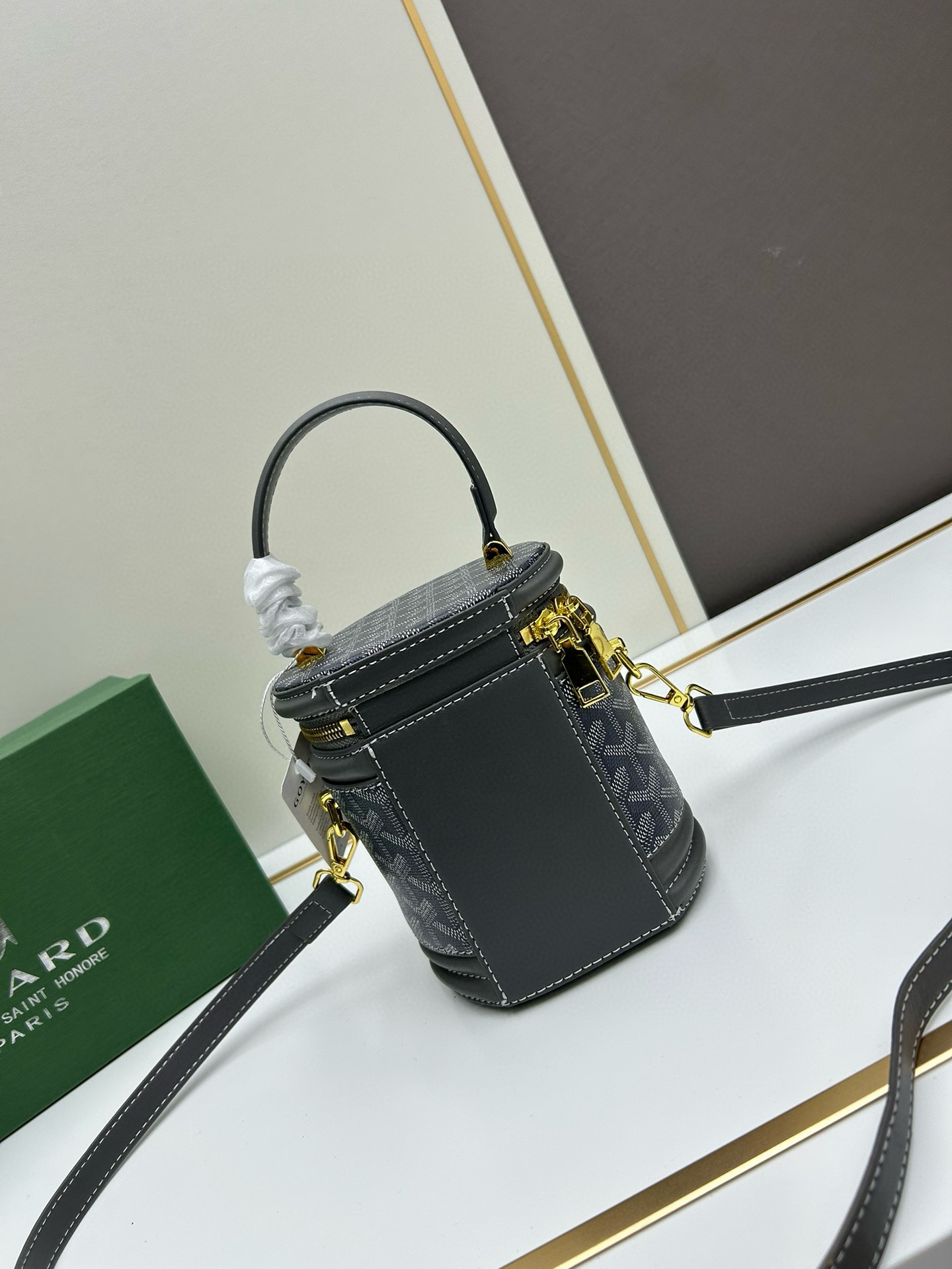 Goyard Grey Mini Cannes Goyardine Canvas Bucket Bag - Image 3