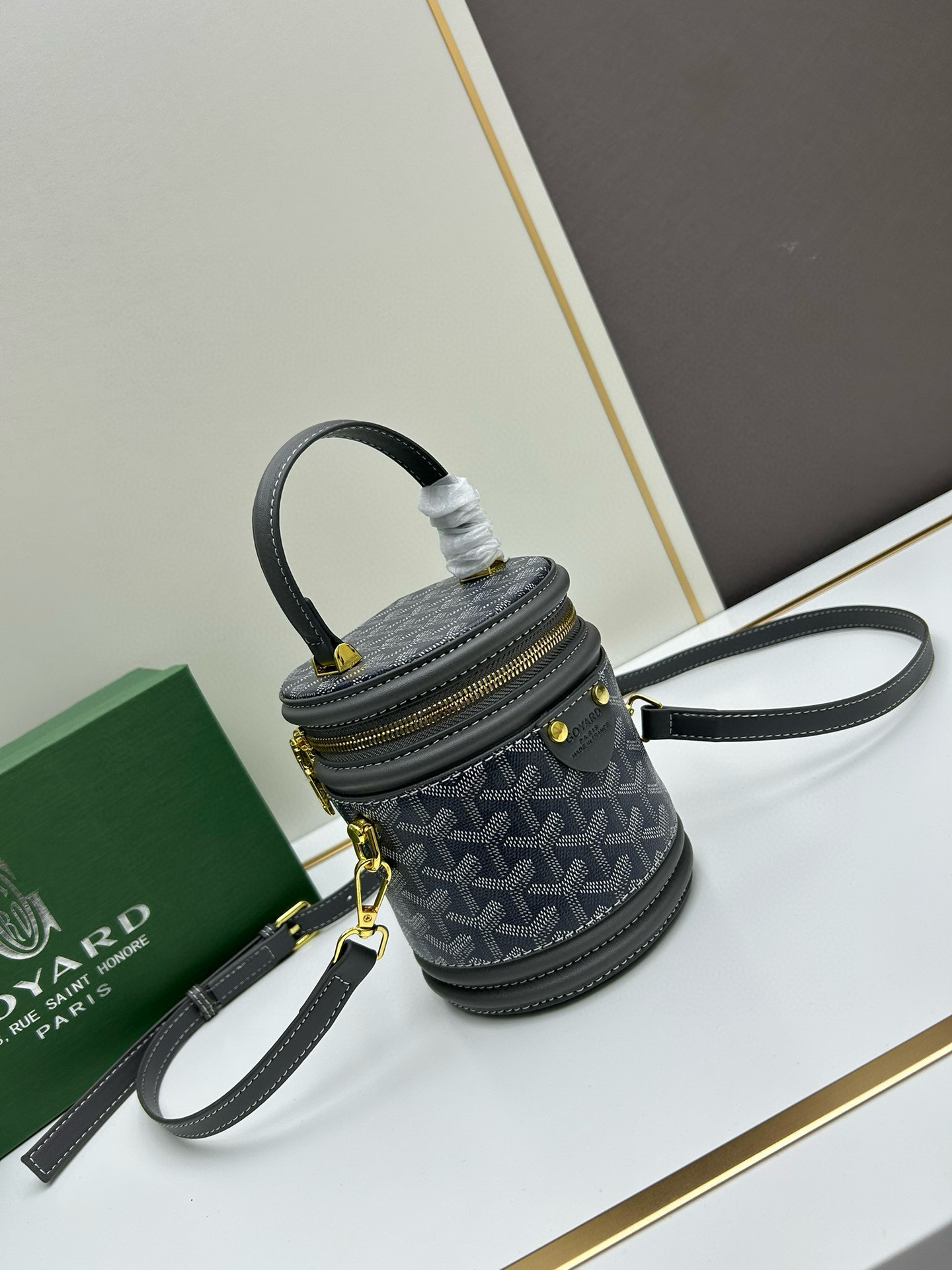 Goyard Grey Mini Cannes Goyardine Canvas Bucket Bag
