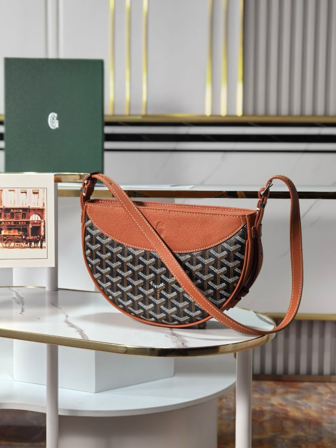 Goyard Hirondelle Tan Goyardine Canvas Bag - Image 5