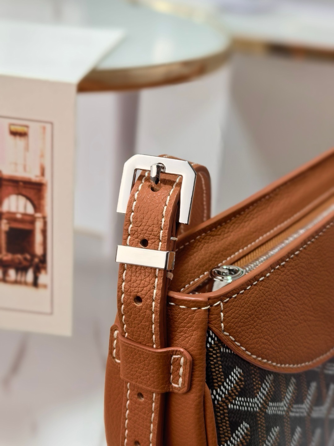 Goyard Hirondelle Tan Goyardine Canvas Bag - Image 4