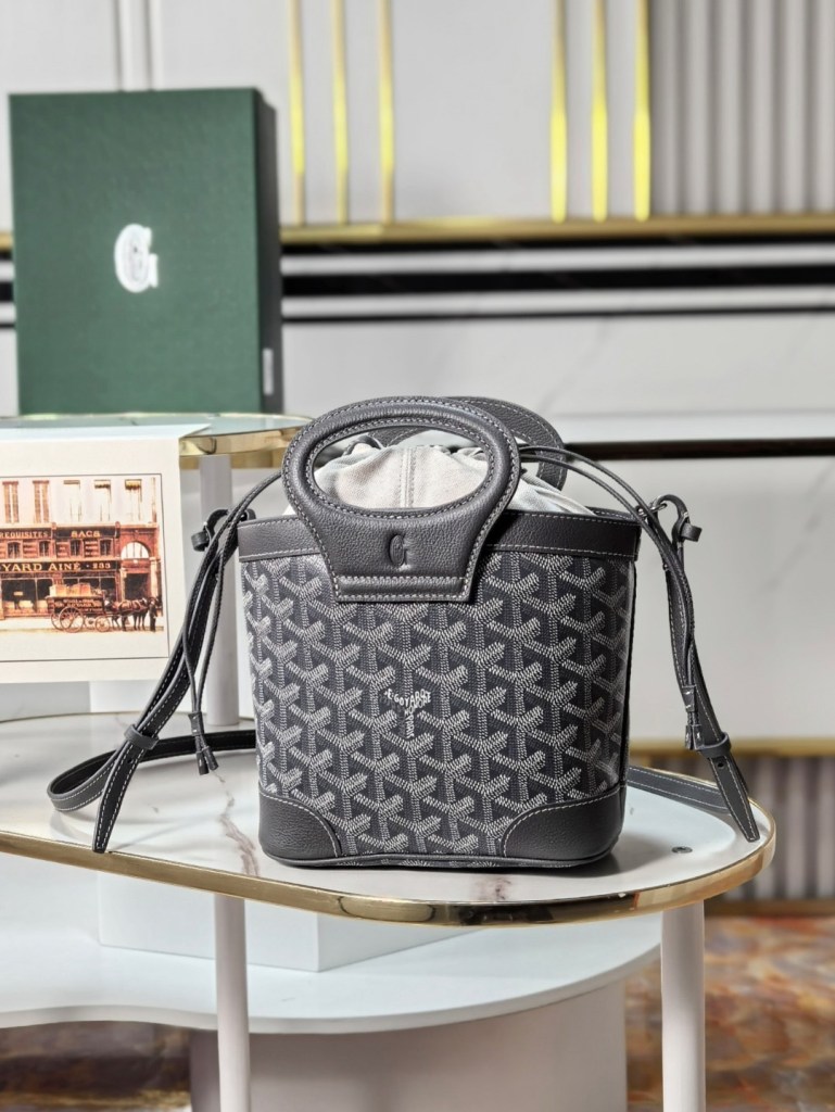 Goyard Petit Flot Black Goyardine Canvas Bucket Bag