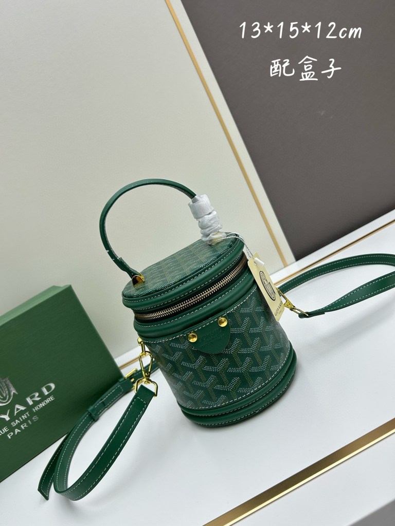 Goyard Petit Flot Green Goyardine Canvas Bucket Bag