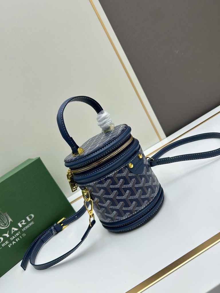 Goyard Navy Blue Mini Cannes Leather Bucket Bag