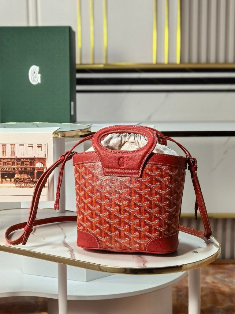 Goyard Petit Flot Red Goyardine Canvas Bucket Bag