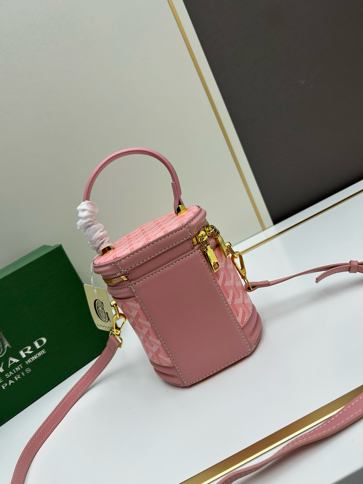 Goyard Petit Flot Pink Goyardine Canvas Bucket Bag - Image 4