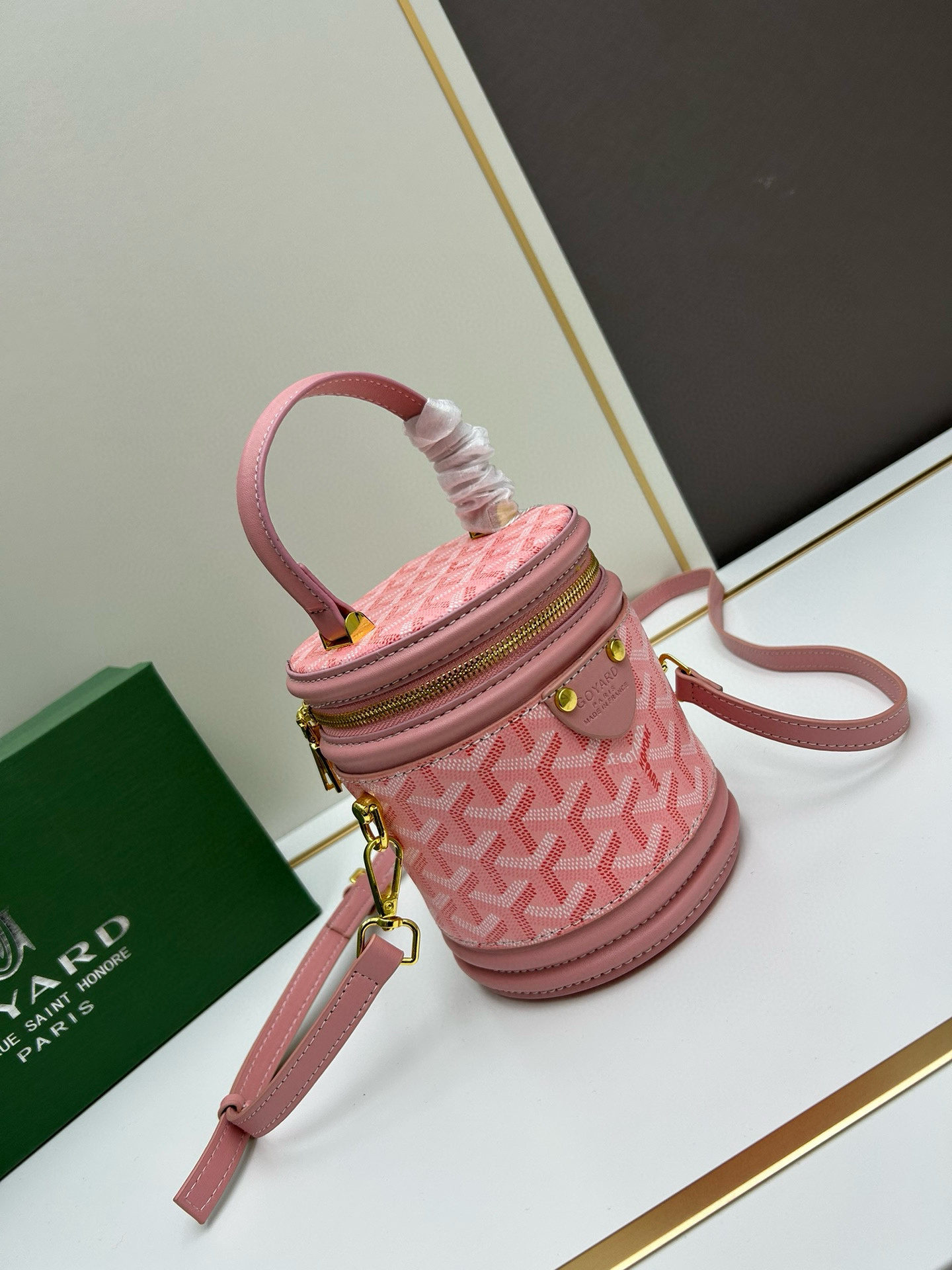 Goyard Petit Flot Pink Goyardine Canvas Bucket Bag