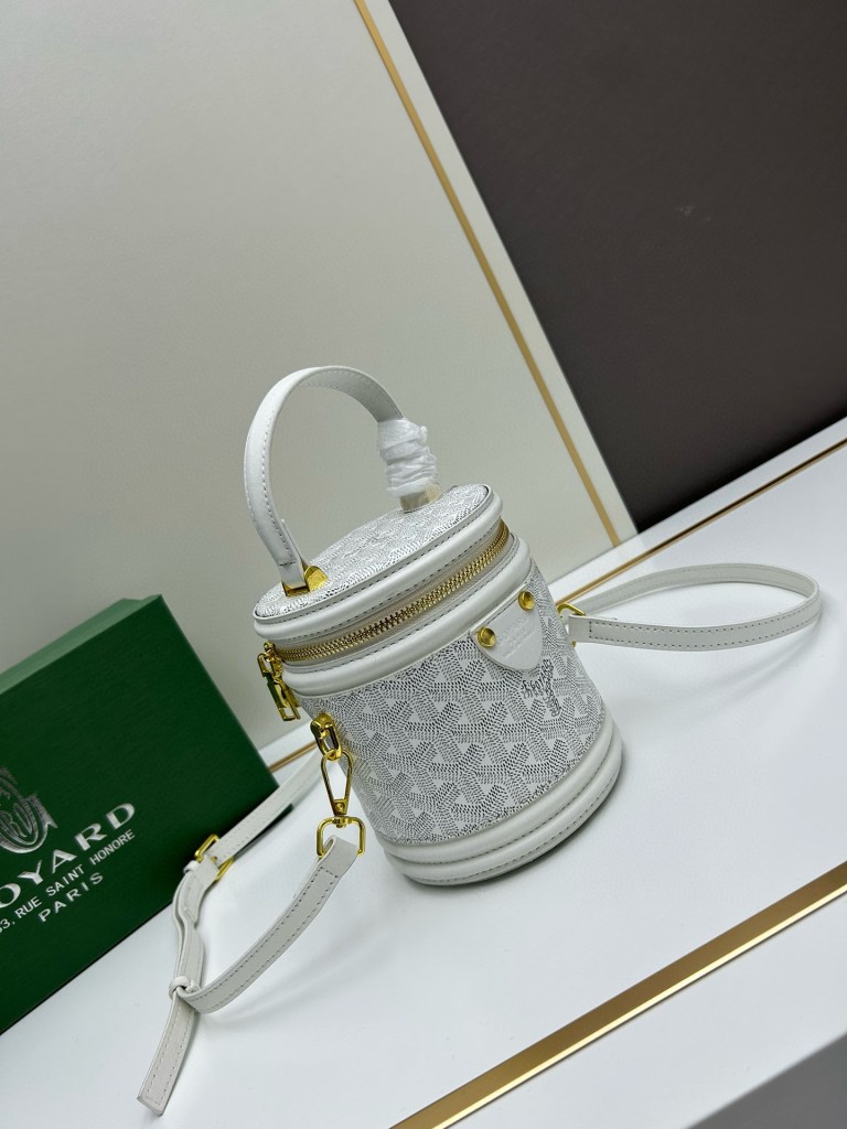 Goyard White Mini Cannes Leather Bucket Bag