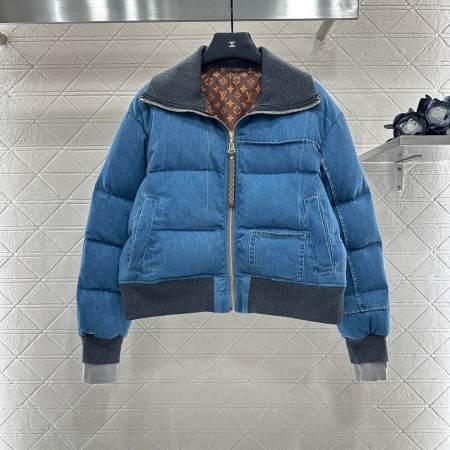Louis Vuitton Denim Bomber Down Jacket- Blue