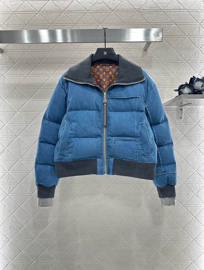 Louis Vuitton Denim Bomber Down Jacket- Blue