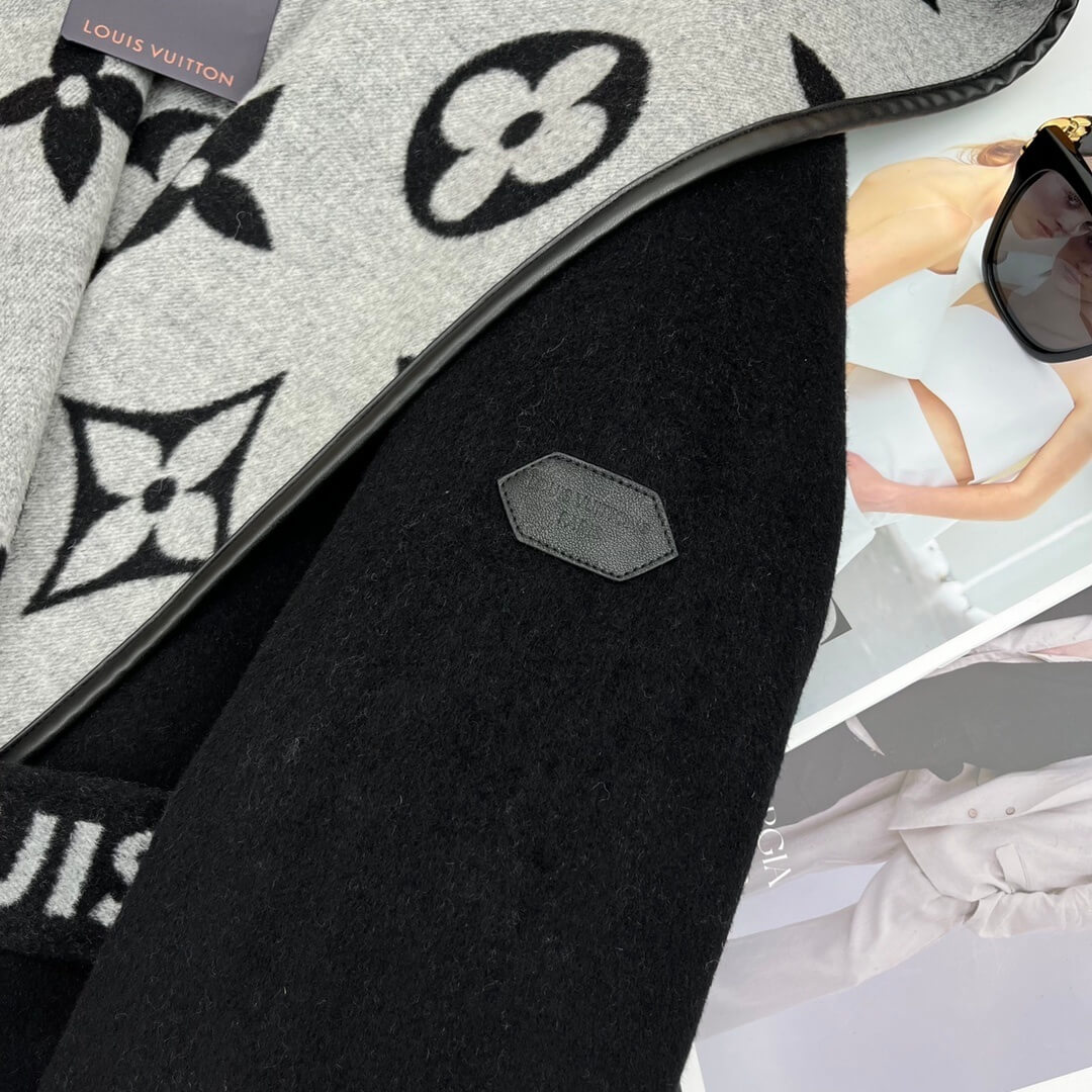 Louis Vuitton Gray Hooded Long Wrap Coat- Black - Image 5