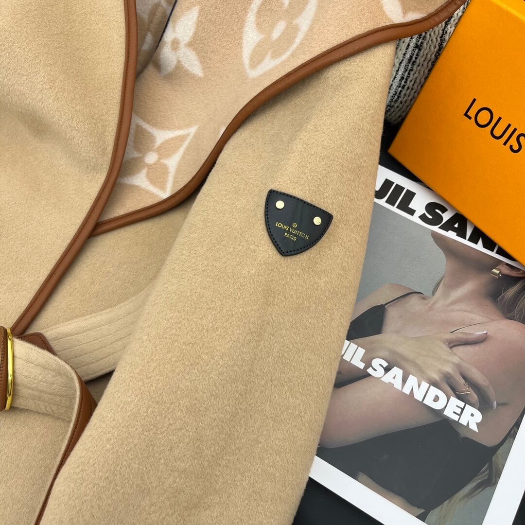 Louis Vuitton Hooded Long Wrap Coat- Beige - Image 3