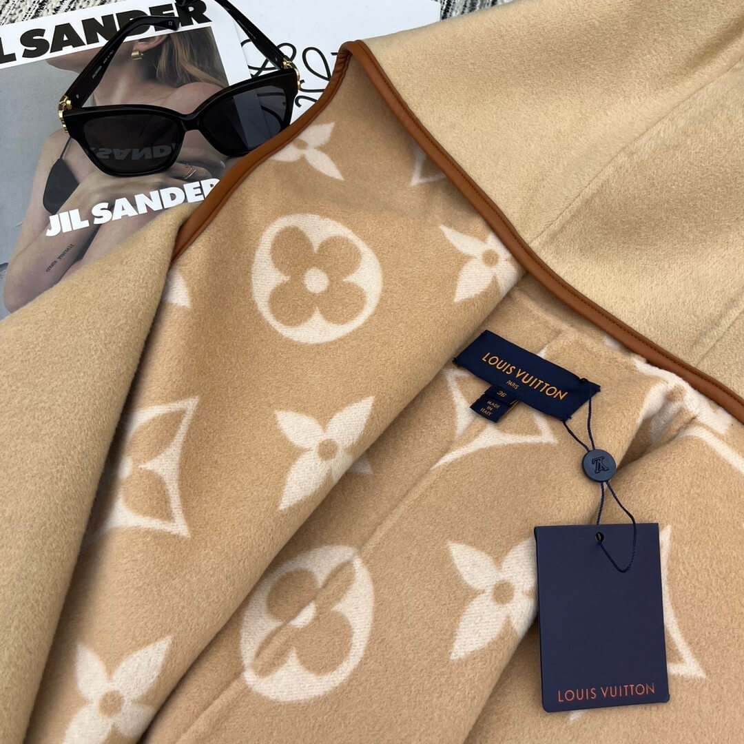 Louis Vuitton Hooded Long Wrap Coat- Beige - Image 5