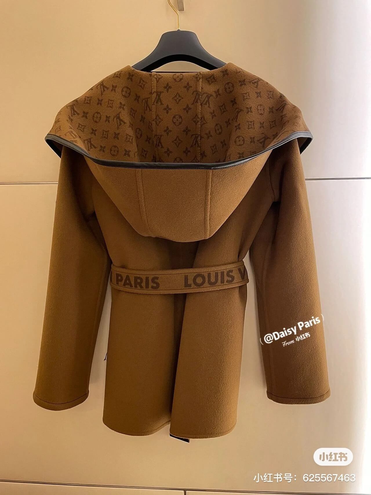 Louis Vuitton Hooded Short Wrap Coat – Brown Wool & Cashmere - Image 12