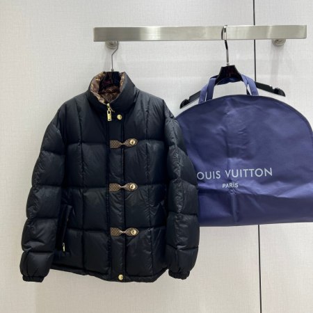 Louis Vuitton Monogram Accent Pillow Puffer Jacket- Black