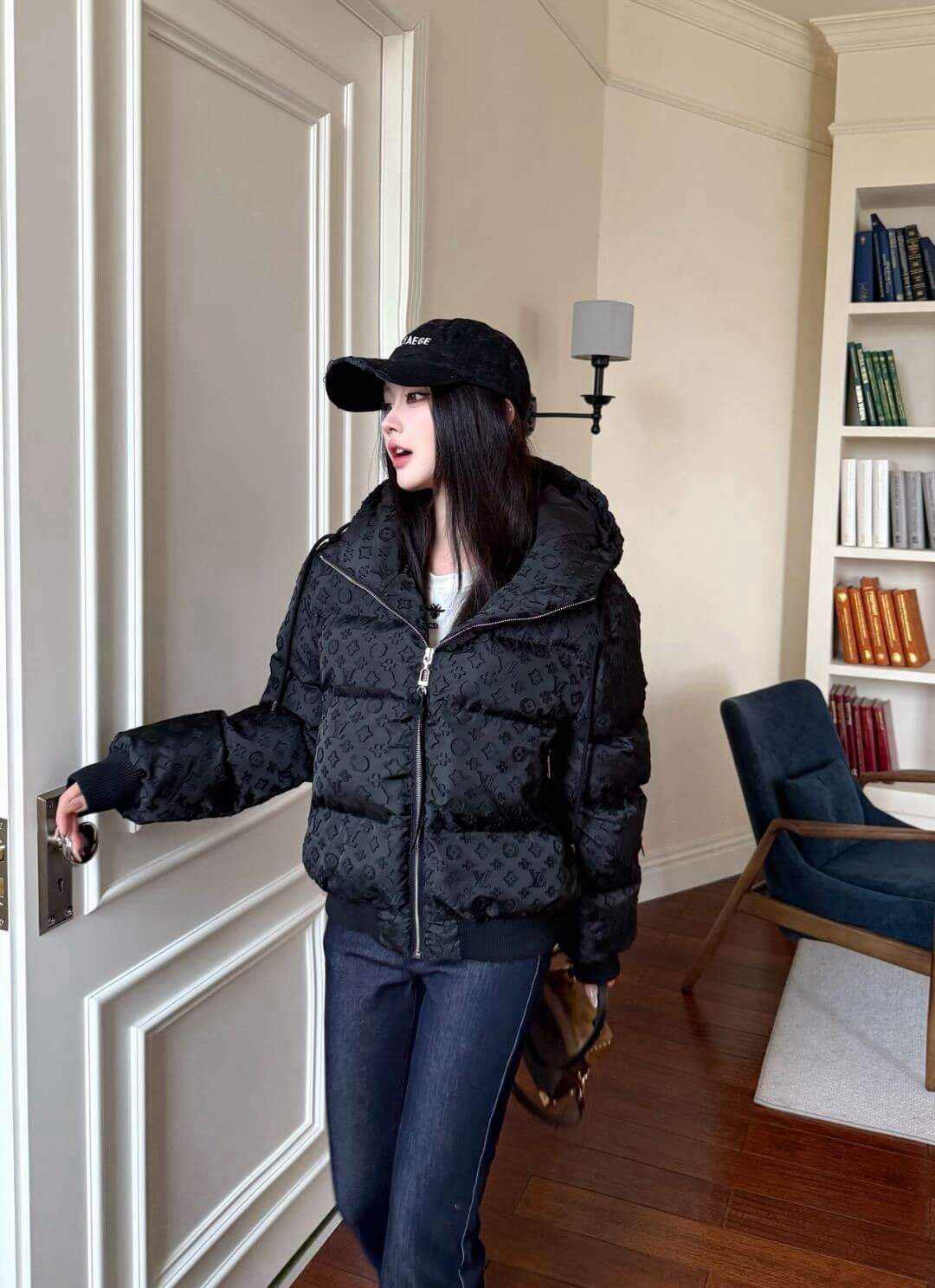 Louis Vuitton Monogram Down Jacket- Drak Gray - Image 11