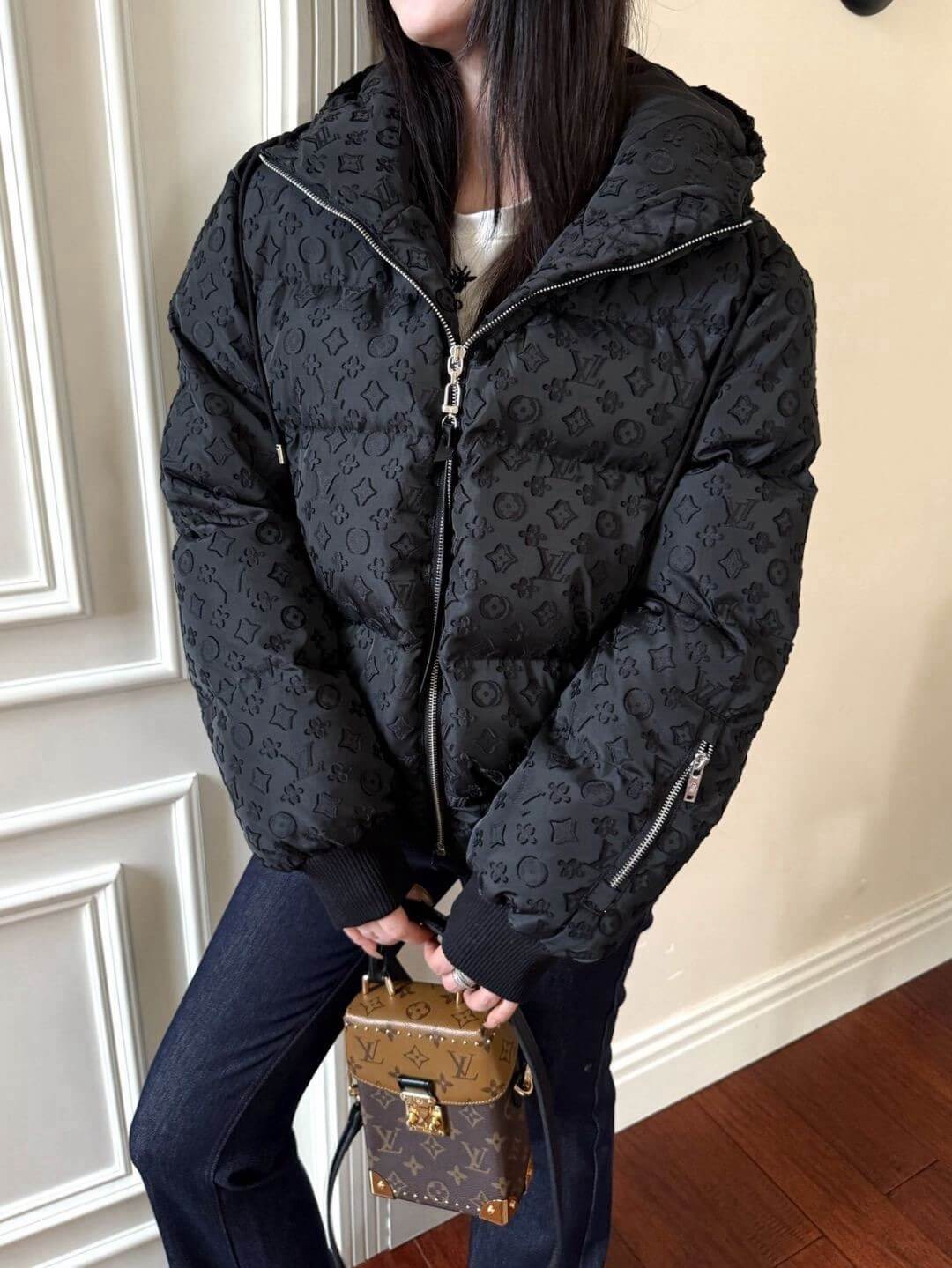Louis Vuitton Monogram Down Jacket- Drak Gray - Image 10