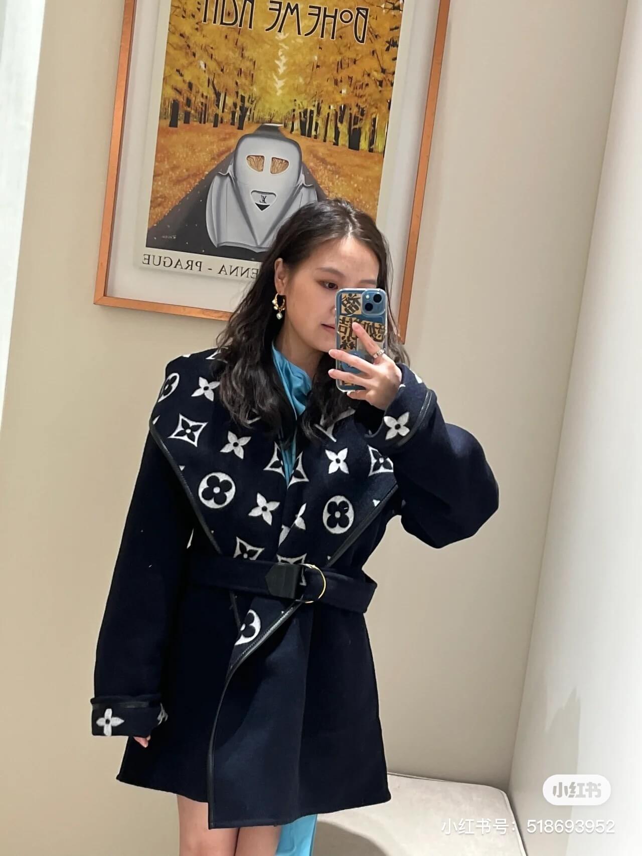 Louis Vuitton White Hooded Short Wrap Coat- Black - Image 9