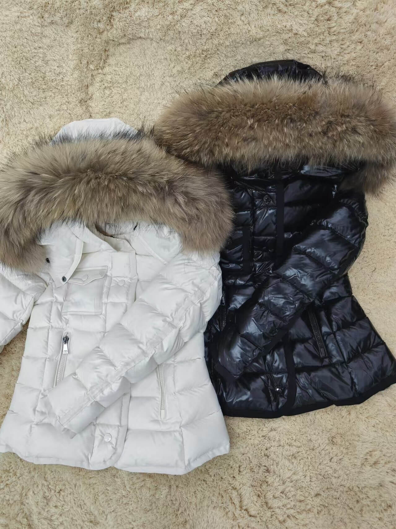 Moncler Brown Fur Hood Short Jacket – White - Image 2