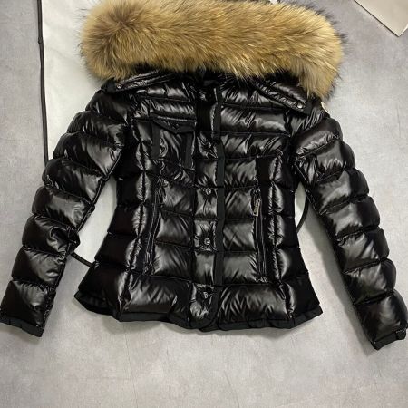 Moncler Brown Fur Hood Short Jacket- Black