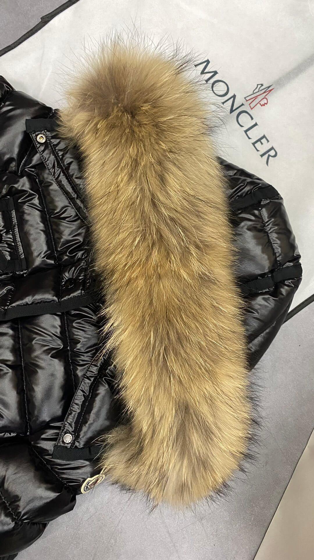 Moncler Brown Fur Hood Short Jacket- Black - Image 4