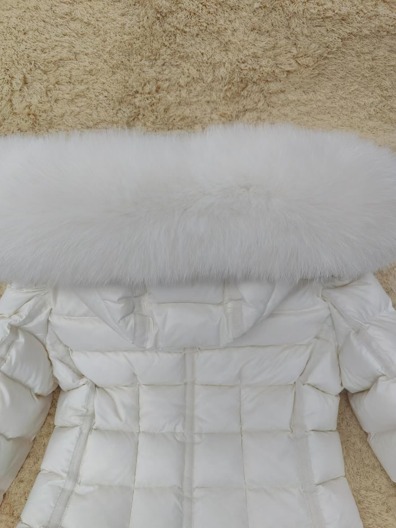 Moncler White Fur Hood Short Jacket- White - Image 6
